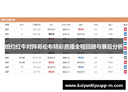 纽约红牛对阵哥伦布精彩直播全程回顾与赛后分析